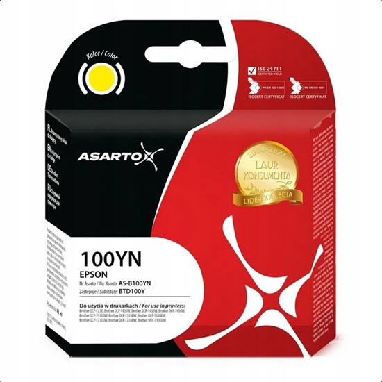 Picture of Tusz Asarto Tusz Asarto do Brother 100YN | BTD100Y | 48ml | yellow