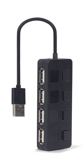 Picture of USB Centrmezgls Gembird USB 2.0 4-port Hub with Switches Black
