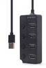 Picture of USB Centrmezgls Gembird USB 2.0 4-port Hub with Switches Black