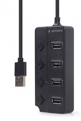 Attēls no USB Centrmezgls Gembird USB 2.0 4-port Hub with Switches Black