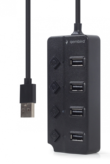 Picture of USB Centrmezgls Gembird USB 2.0 4-port Hub with Switches Black