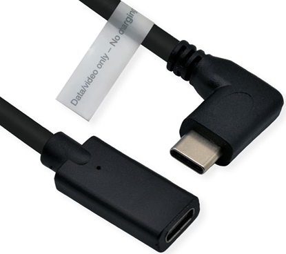 Attēls no USB-C pagarināt.kabelis (DP alt.mode), C-C,  M/F, 90° leņķī, 2m, Roline