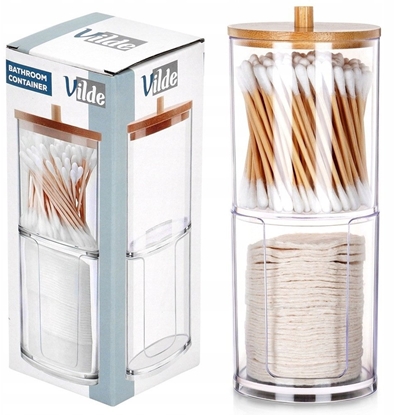 Attēls no Vilde Pojemnik na patyczki do uszu i patki kosmetyczne pudeko organizer 2-poziomowy VILDE 568049