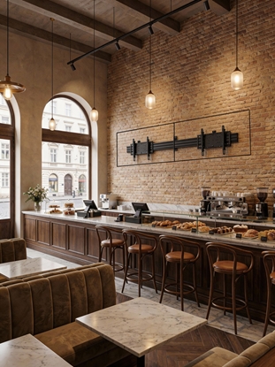 Attēls no Vision Zestaw montaowy (monta cienny, podstawa montaowa na szyn) - robust - dla 2 LCD-Displays - poziomy - Stahl, Aluminium - czarny - rozmiar ekranu: 140-191 cm (55"-75")