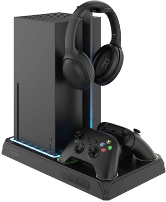 Attēls no Wielofunkcyjna stacja FIXED pro Xbox Series X a S z wentylacj i adowaniem dla dwóch kontrolerów Xbox, czarny