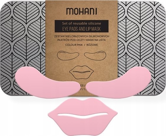 Picture of Wielorazowe silikonowe patki pod oczy i maska na usta róowa