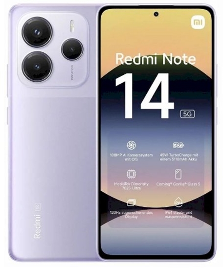 Изображение Xiaomi Redmi Note 14 5G Smartphone 6GB / 128GB Lavender Purple