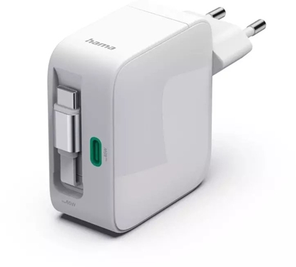 Изображение Zasilacz do laptopa Hama Hama Zasilacz adowarka do laptopa 65W GaN 2xUSB-C 0,7M zwijana