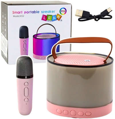 Attēls no Zestaw Do Karaoke Gonik Mikrofon Bezprzewodowy K52 RGB Bluetooth Róowy LEAN Toys