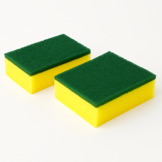 Picture of +Sūklis ar abrazīvu, 140x90x30mm, dzeltens/zaļš