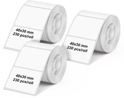 Attēls no 1x3 Olympia Etikettenrolle 40 mm x 30 mm weiß (690 Stück)