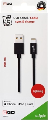 Attēls no 2GO USB Lade-/Datenkabel Lightning MFI-zertif.  1m anthrazit