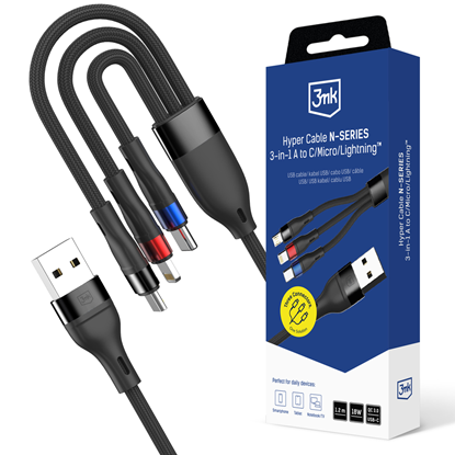 Attēls no 3mk Hyper Cable N-SERIES 3 in 1 USB-A | Lightning 