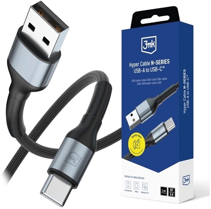 Picture of 3mk Hyper Cable N-SERIES USB-A to USB-C 1m 9V/2A 18W QC 3.0 Black