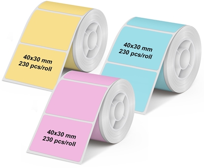 Attēls no 3x1 Olympia Etikettenrolle 40 mm x 30 mm rosa, blau, gelb