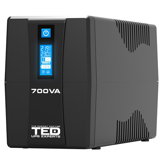 Picture of 700VA 400W UPS Line Interactive – LCD displejs – 2 x izejas | USB-B, 2x RJ11 | Akumulators 12V 7.1Ah