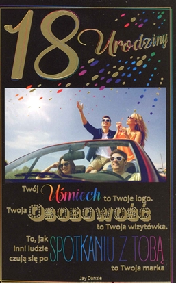 Attēls no AB Card Karnet 18-Te urodziny U65 Twój umiech to