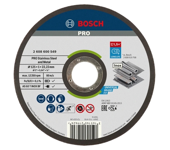Picture of Abrazīvais griešanas disks Bosch 2608626113; 125x22,23x1,0 mm; 100 gab.