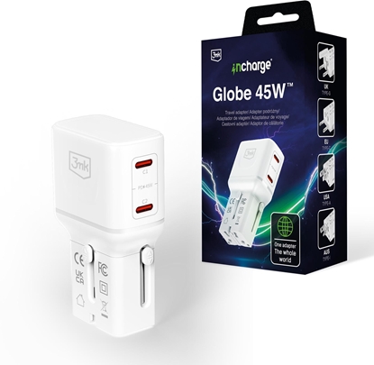 Attēls no adowarka 3MK 3mk incharge® Globe 45W 2C PD QC4+ PPS SCP AFCUS/EU/AUS/UK White