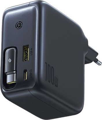 Attēls no adowarka Baseus adowarka sieciowa Baseus EnerCore CJ11 100W z portami USB-A oraz USB-C i ze zwijanym kablem USB-C - czarna