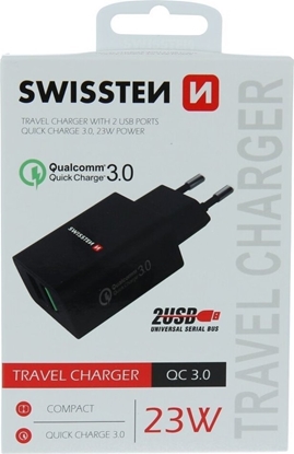 Изображение adowarka Sourcing Swissten Premium Network Charger 2x USB / QC3.0 23W Black