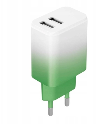 Изображение adowarka TelForceOne Setty adowarka sieciowa 2x USB 18W LSIG-AA-20 gradient mitowo-biaa