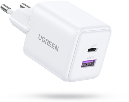 Attēls no adowarka Ugreen Ugreen 65015 adowarka do urzdze przenonych Suchawki, Telefon komórkowy, Power bank, Tablet, Telefon Biay Prd przemienny Szybkie adowanie Wewntrzna