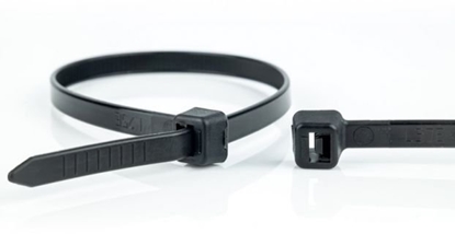 Attēls no Agam WKK Zczki kablowe z tworzywa sztucznego czarny UV-stabilizowane 370x4,8mm 100 szt.