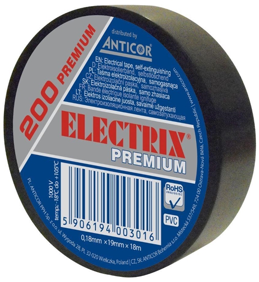 Picture of Anticor Tama elektroizolacyjna ELECTRIX 200 PREMIUM 19mm 18m czarna
