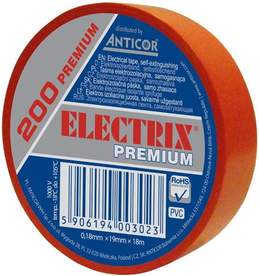 Изображение Anticor Tama elektroizolacyjna ELECTRIX 200 PREMIUM 19mm 18m czerwona