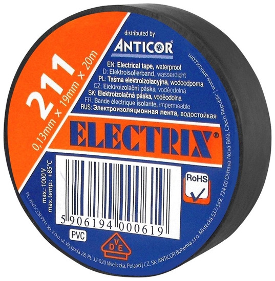Изображение Anticor Tama elektroizolacyjna PCW czarna 19mm 20m
