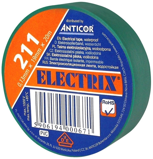 Изображение Anticor Tama elektroizolacyjna PCW zielona 19mm 20m