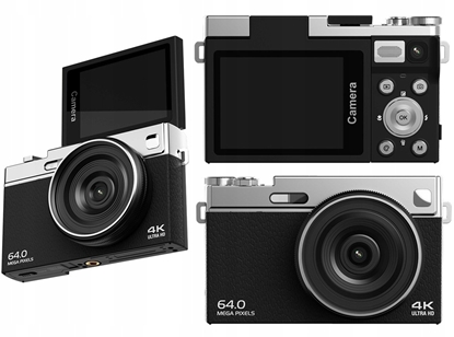 Изображение Aparat cyfrowy Xrec Aparat Cyfrowy 64mp / 4k / 16x Zoom / Obrotowy Ekran Lcd 2,88" / Xrec C77 / Czarny