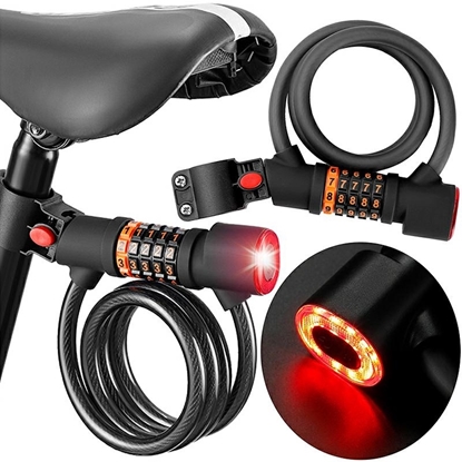 Picture of Arruzzo L47H universālā velosipēdu koda slēdzene ar LED lukturīti (1,1 m)