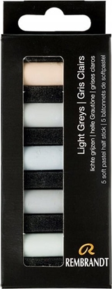 Attēls no Artequipment Rembrandt Soft pastel set Light Greys | 5 half pastels