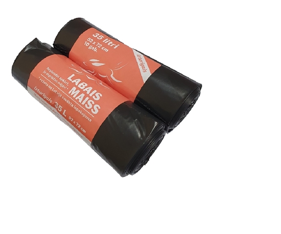 Picture of Atkritumu maisi LABAIS MAISS LDPE, 35l, melni, 52x72cm, 33mk, 10gab