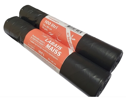 Picture of Atkritumu maisi LABAIS MAISS LDPE, aizvelkami, 100l, melni, 70x95cm, 33mk, 10gab