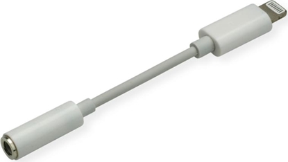Изображение Audio adapteris Lightning > 3.5mm 4pin, M/F, balts, 13cm, Roline