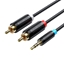 Изображение Audio kabeļa adapteris 3.5 mm Male uz 2× RCA Male Vention BCLBK 8 m, melns