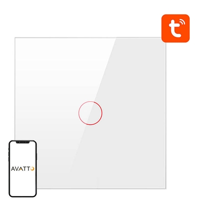 Attēls no Avatto Dotykowy Wcznik wiata ZigBee Avatto ZTS02-EU-W1 Pojedynczy TUYA (biay)