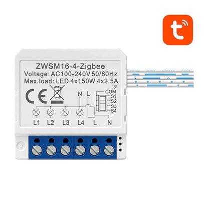 Attēls no Avatto Inteligentny przecznik dopuszkowy ZigBee ZWSM16-W4 TUYA