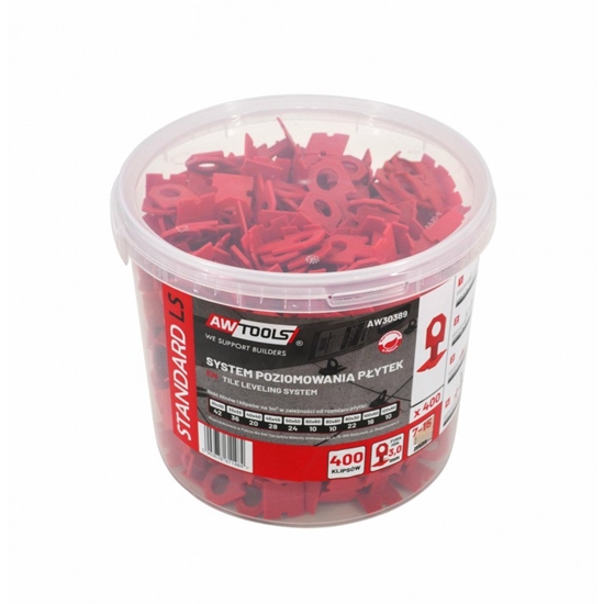 Изображение AWTools AWTOOLS SYSTEM POZIOMOWANIA PYTEK STANDARD 3,0mm - 7-15mm - KLIPS 400szt.