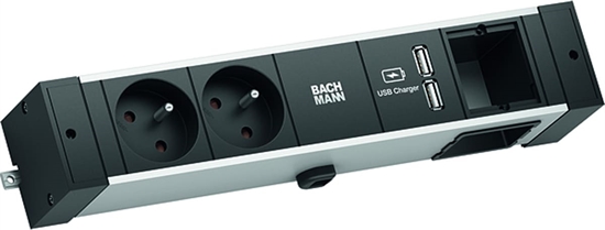 Picture of Bachmann DESK RAIL 2xUTE 1xCM 1xUSB Charger 2.0m GST18