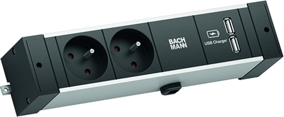 Attēls no Bachmann DESK RAIL 2xUTE 1xUSB Charger 2.0m GST18