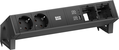 Attēls no Bachmann DESK2 2xCEE7/3, USB-Charger A/C, 2xCM, power 0.2m GST18 RAL9005
