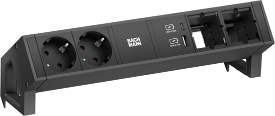 Picture of Bachmann DESK2 2xCEE7/3, USB-Charger A/C, 2xCM, power 0.2m GST18 RAL9005