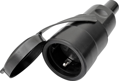 Attēls no Bachmann Vollgummikupplung CEE7/3, abnehmbarer Deckel, VDE, IP44, schwarz