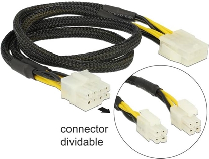 Attēls no Barošanas kabelis 8pin EPS (2x4pin) > 8pin, M > F, 44cm, Delock