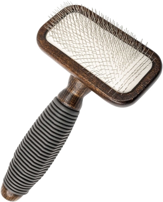 Attēls no Barry King Ekskluzywna szczotka pudlówka prostoktna, dla zwierzt, drewno bukowe, stal, tworzywo TPR, wym. 11x16,9cm