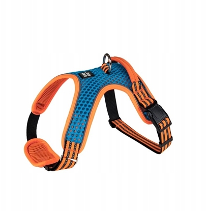 Attēls no Barry King Szelki, dla psa, niebiesko-pomaraczowe, odblaskowe, rozmiar M, podkadka pod szyj, ob.szyi 42-52cm/ob.klatki 48-74cm